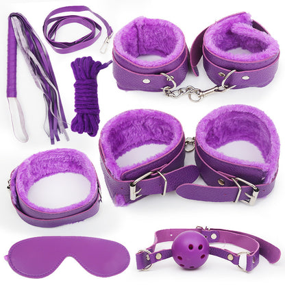 SM Seven-piece plush leather bondage set