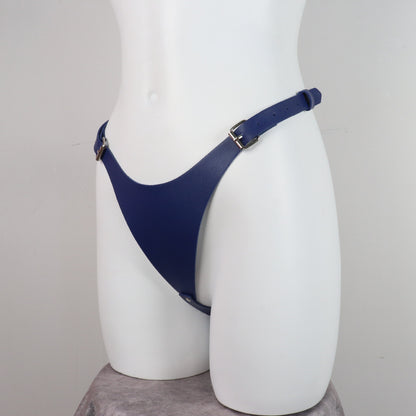 Sexy Leather Bondage Pants Adjustable Waistband