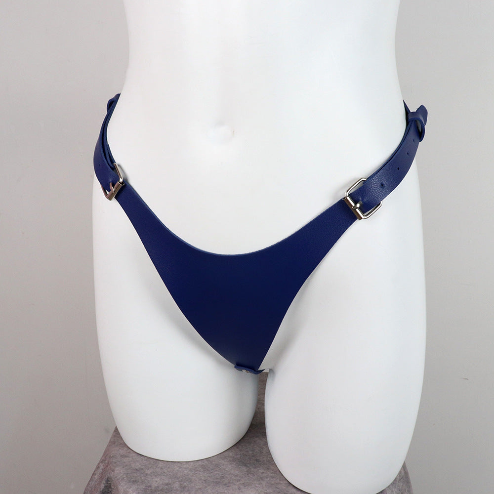 Sexy Leather Bondage Pants Adjustable Waistband