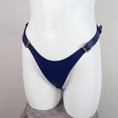 Sexy Leather Bondage Pants Adjustable Waistband
