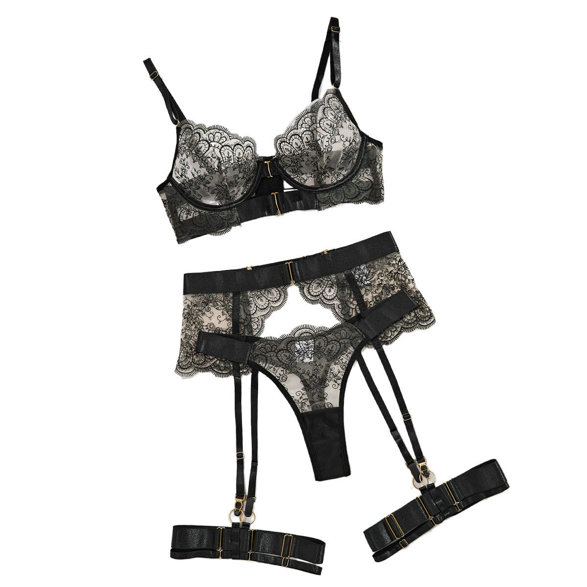 Lingerie Hollow-Out Lace-Up Lingerie Set