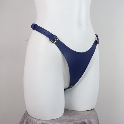 Sexy Leather Bondage Pants Adjustable Waistband