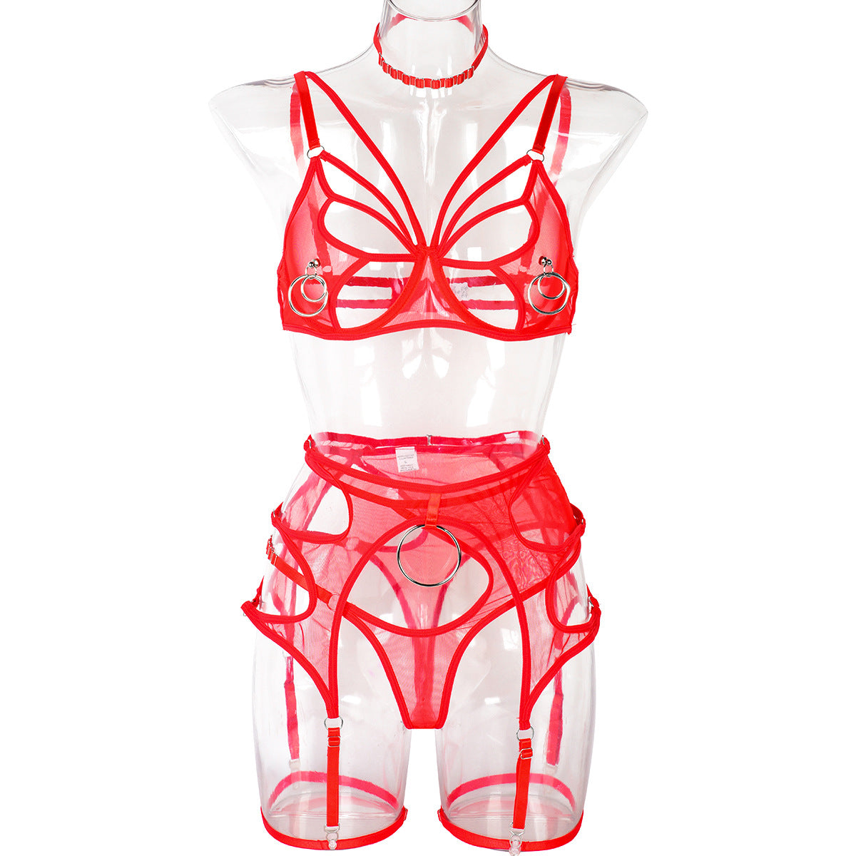 European Style Lingerie Set with Metal Accessories