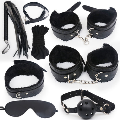 SM Seven-piece plush leather bondage set