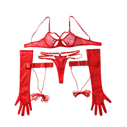 Mesh Underwire Push-Up Lingerie Two-Piece Set