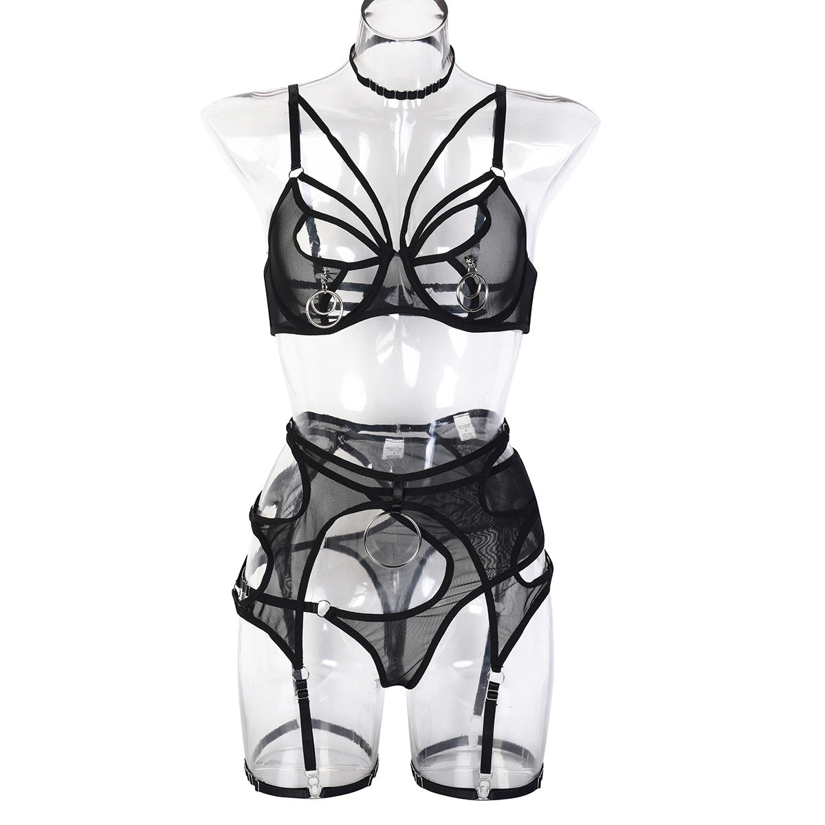 European Style Lingerie Set with Metal Accessories