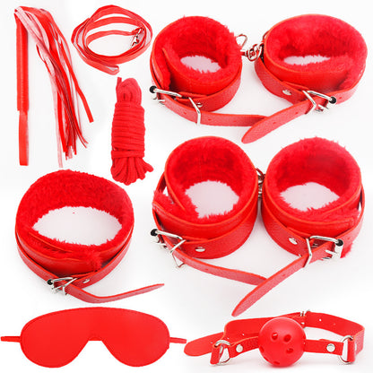 SM Seven-piece plush leather bondage set