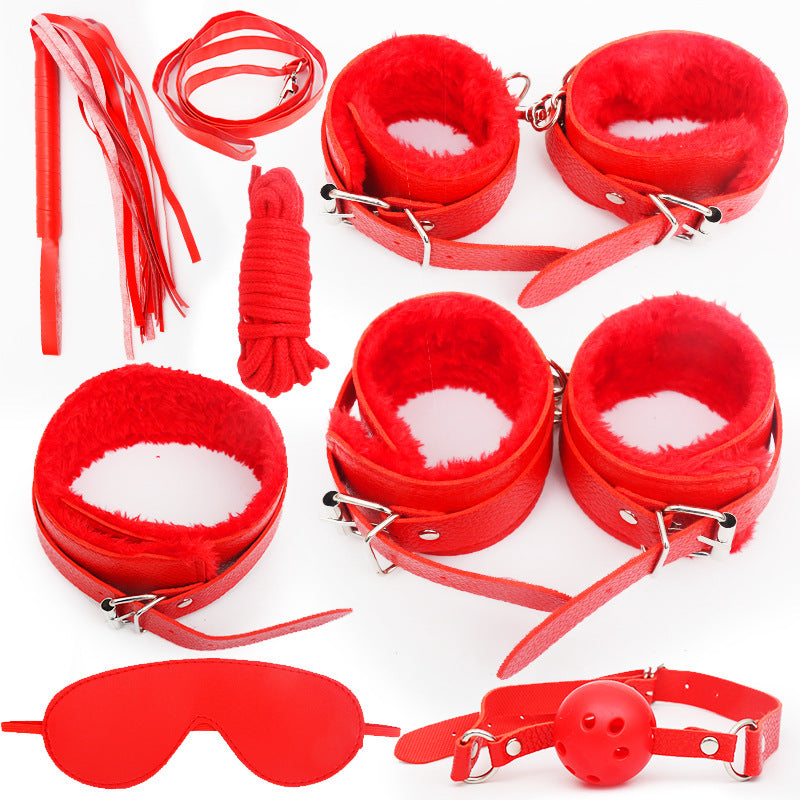 SM Seven-piece plush leather bondage set